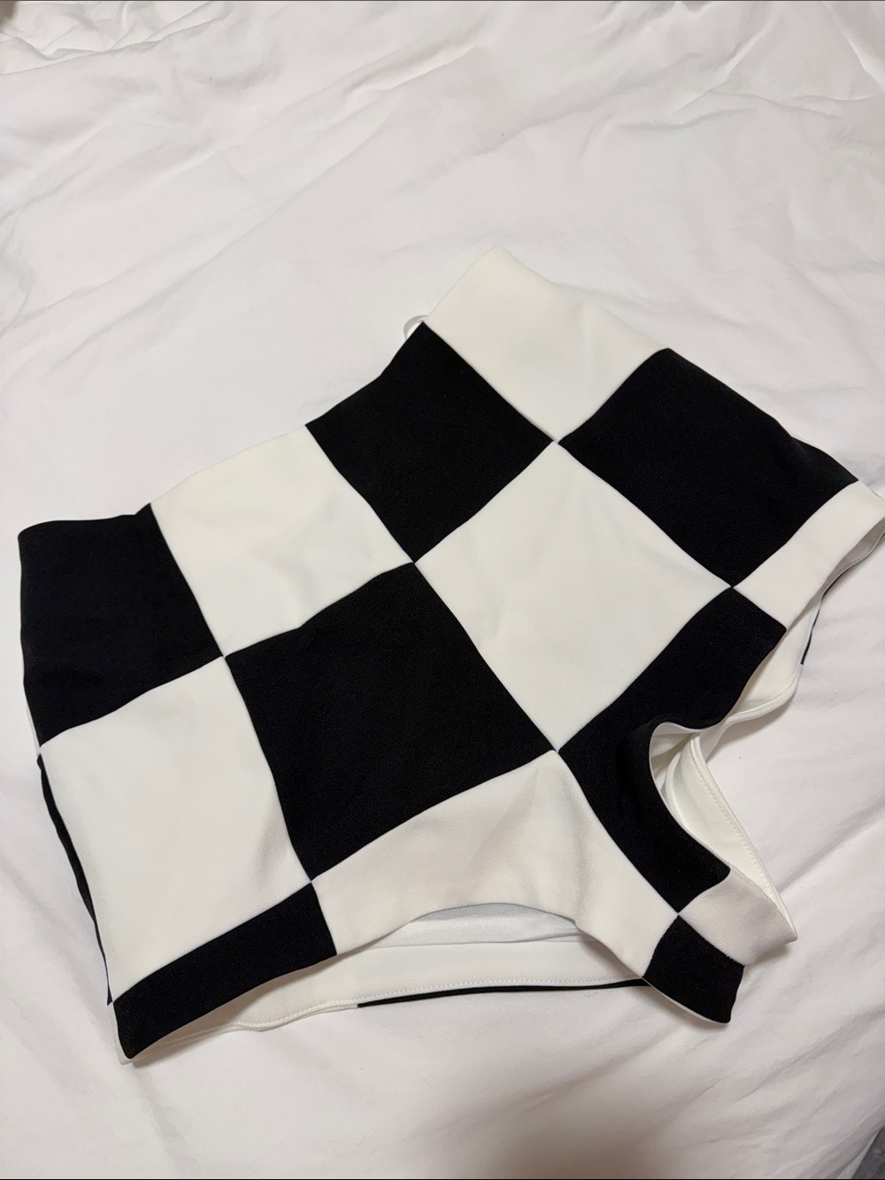 Nasty Gal Black & White Checkerboard High-Waist Bike Shorts